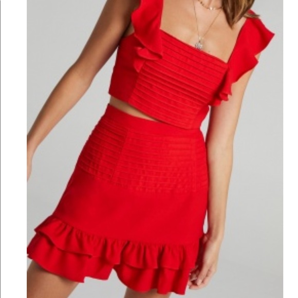Showpo. Dresses & Skirts - NWT Showpo Matching Red Set- skirt and top